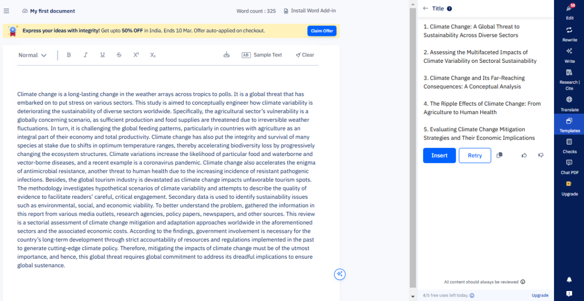 Generate a Research Paper Title in minutes with Paperpal