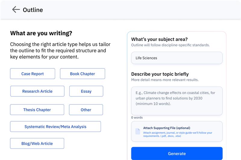 Paperpal AI outline generator