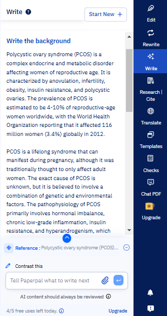 Writing the background of a study with Paperpal